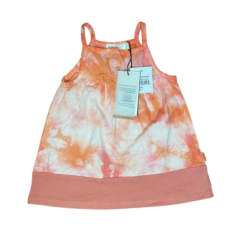 Miles Babies' Melon Tie Dye Camisole Dress Light Coral 12M New With Tags